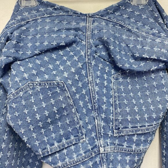 Pacsun Allover Ripped High-Rise Button-Fly Dad Jeans Women Size 26 Light Blue - Picture 8 of 16